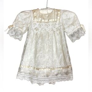Vintage Jessica McClintock Gunne Sax toddler girl lace dress Ivory Size 3T